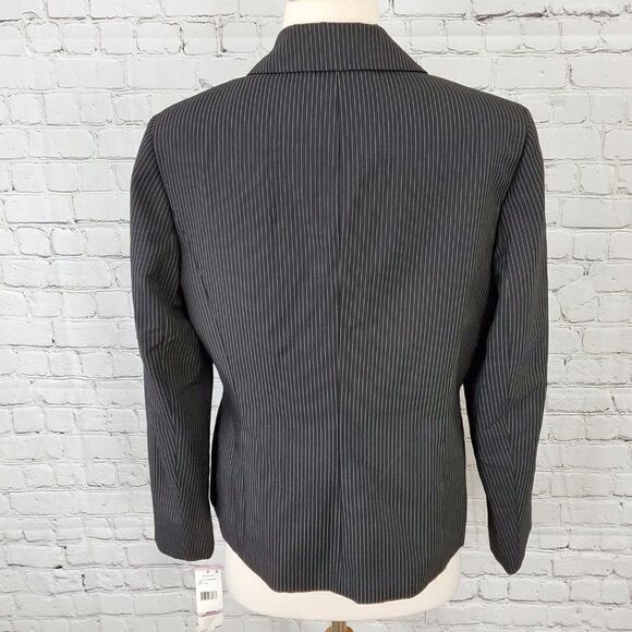LE suit single button pinstripe black jacket 6 NWT - Picture 5 of 6
